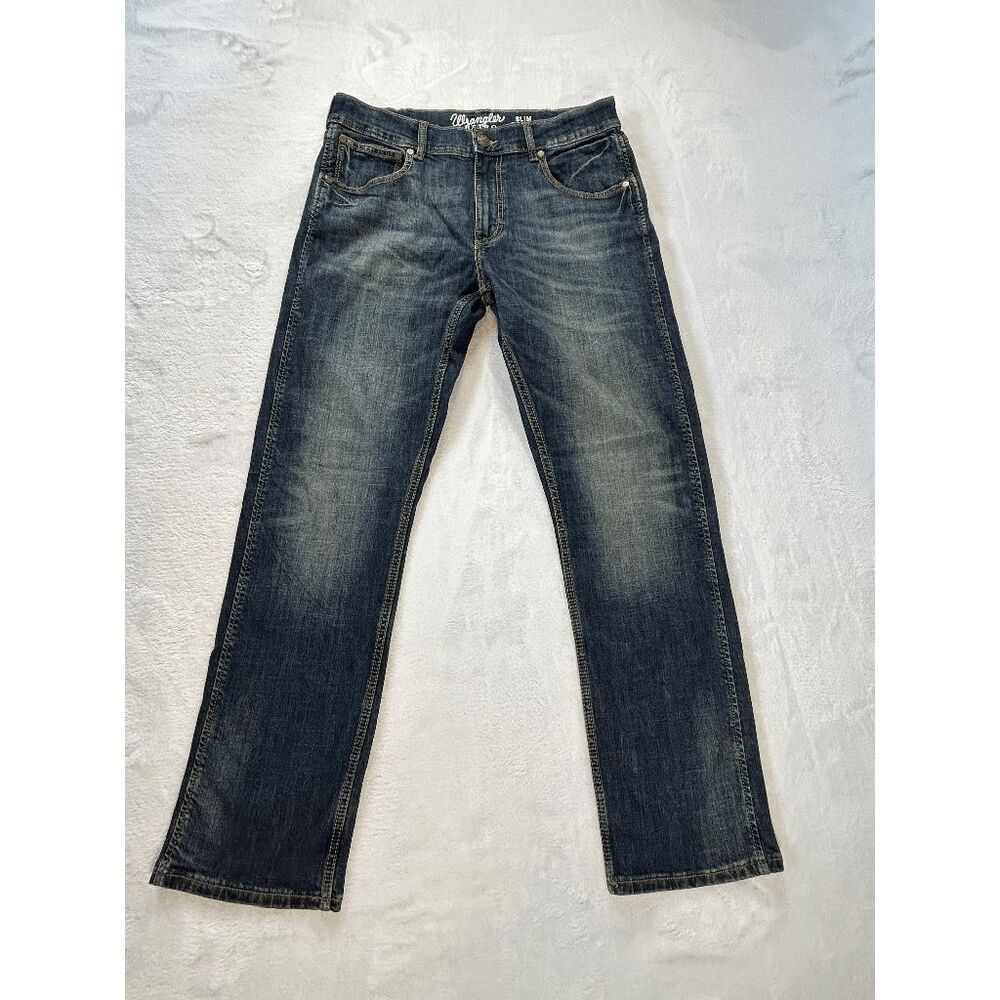 Men's Wrangler Retro Jeans Size 31 X 32 Slim Straight, Western, Dark Wash